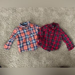 Set of 2 plaid button down (button up) shirts, big 2T